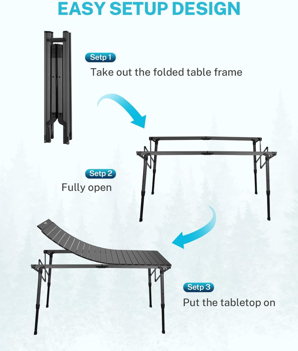 Gonex 50" Camping Table, Roll Up Aluminum Folding Picnic Beach Table | A...