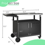 Shintenchi Outdoor Grill Cart Table with Stainless Steel Top for Kitchen Prep & BBQ, Outdoor Kitchen Island Table with Side Handle, Multifunctional Outdoor Grill Table, Black
