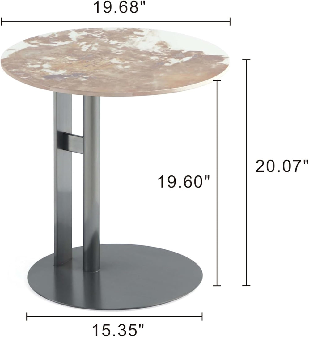 Manhattan Comfort Alondra 2 Piece Set, Round End and Coffee Tables with Sinte...