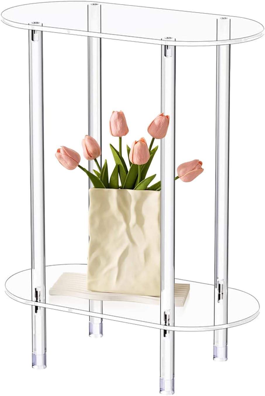 Modern Clear Acrylic Narrow Side Table for Small Spaces, 15.55" L x 7.87...