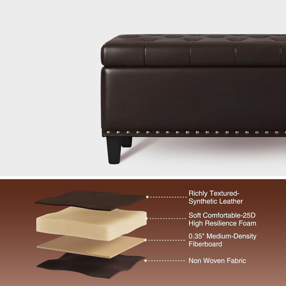 FiveWillowise 51 Inch Storage Ottoman Bench,Large End of Bed Storage Bench | ...