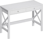 ChooChoo Computer Desk Study for Home Office, Modern Simple 40 Inches White Desk with Drawers, Makeup Vanity Console Table
