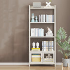 4-Tier Bamboo Ladder Shelf with Cabinet - Stylish Bookcase Organizer for Living Room, Bedroom, Kitchen, Bathroom & Office - Space-Saving Storage Solutions