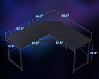 Casaottima L Shaped Gaming Desk, Corner Desk Gaming Table for Home Office, Computer Desk Sturdy Writing Workstation for Small Space, Easy to Assemble, 51 inch, Black