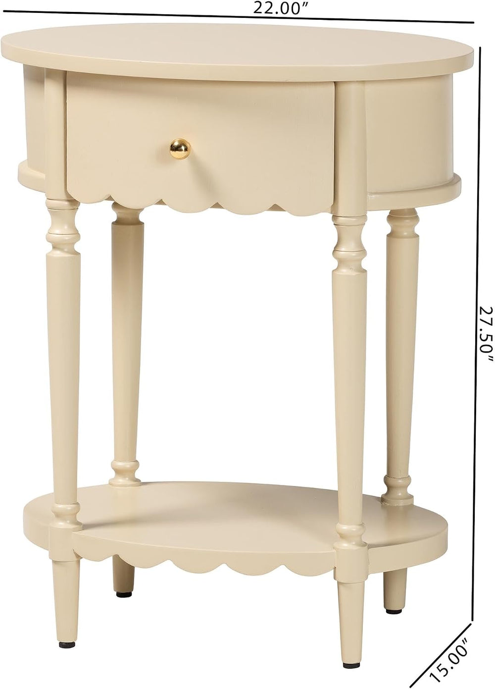 Bali & pari Liba End Table - 1-Drawer Accent Table with Scalloped Detaili...