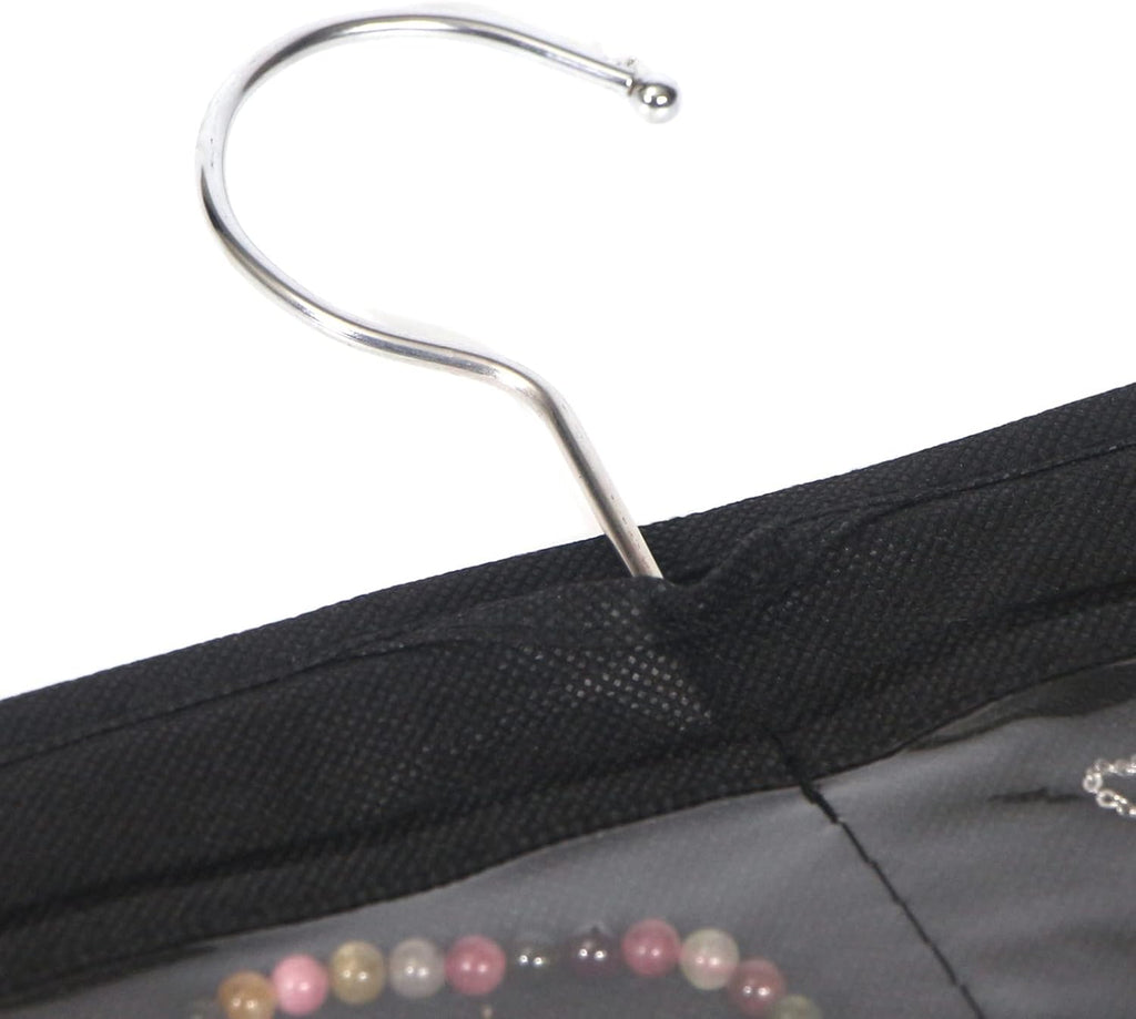 DIOMMELL 3 Pack Hanging Jewelry Organizer with 80 Pockets Jewelry Storage for Earrings Necklace Bracelet Ring Accessory, Black