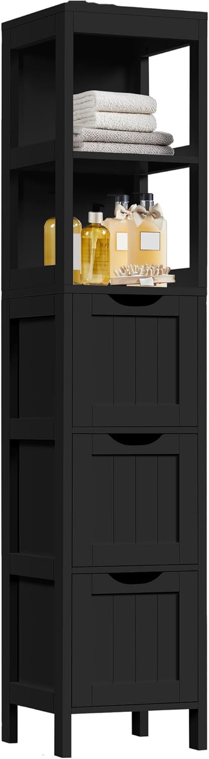 Yaheetech 56”H Bathroom Storage Cabinet, Narrow Freestanding Floor Cabinet wi...