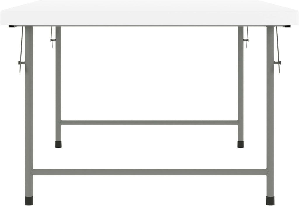 EMMA + OLIVER 4.93' Kids Folding Activity Table for Classrooms and Home, Heavy-Duty Rectangular Plastic Classroom Table for Kids, White