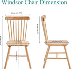 Solid Wood Windsor Dining Chairs Set of 4,Wood Spindle Back Chairs for Home Kitchen