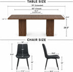 Extendable Dining Table Set for 6, 63-79 Inch Brown Kitchen Table Set with 6 Black Faux Leather Chairs,for Home,Kitchen Dining Room Farmhouse Wood Storage