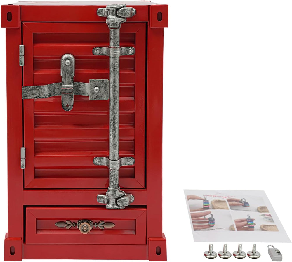 Industrial Metal Container Side Table 3-Tier Iron Cabinet with Drawer and Pas...