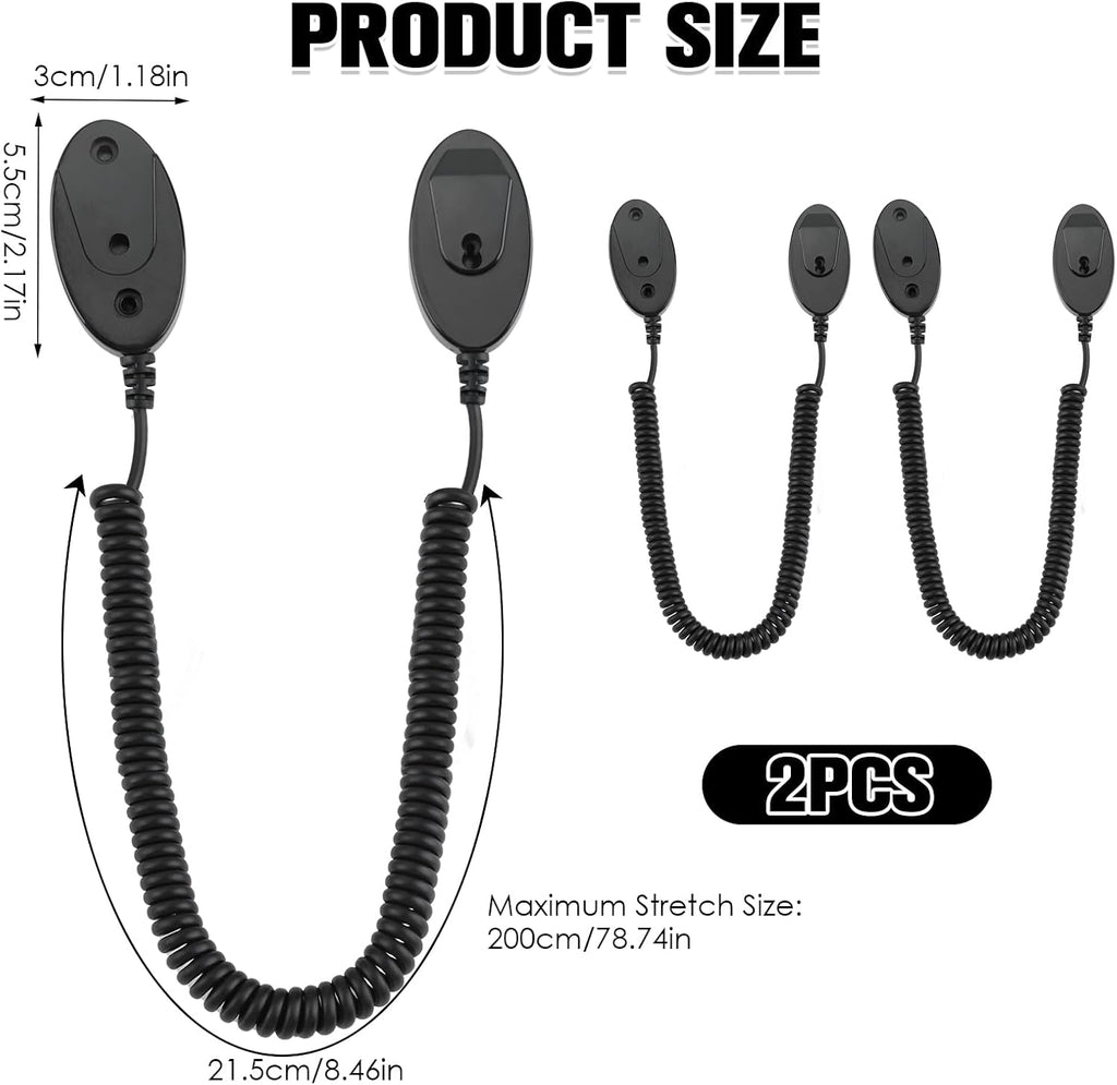 Magnetic Remote Leash Control Holder with Security Cable, Retractable Tidy Anti-lost Rope Organizer Easy Installation Stable Suitable for Projector TV Fan and Air Conditioner Remotes (2Pcs Black, L)