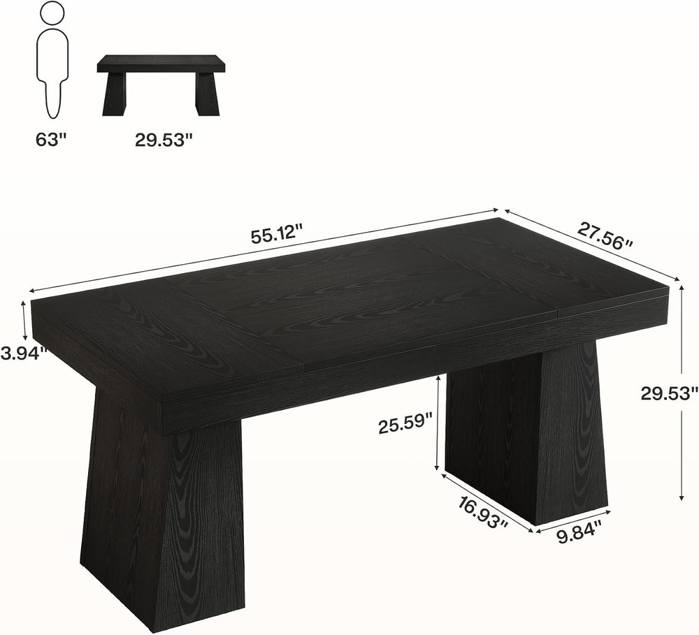 Tribesigns 55-Inch Executive Desk, Thick Wood Office Computer Desk with Doubl...