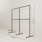 pamo Industrial Design garment rack - LAS 2 Black - freestanding Coat Rack for Walk-In Wardrobe Wall I Clothes Rack Made of Black Sturdy Pipes freestanding from Water Pipe