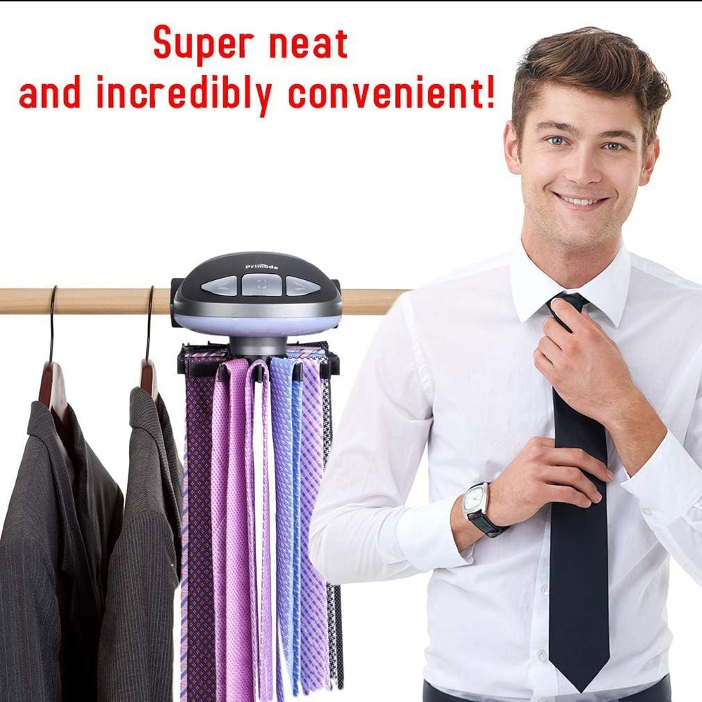 Motorized Tie Rack Stores Up to 50 Ties– Closet Organizer, Holds & Displa...