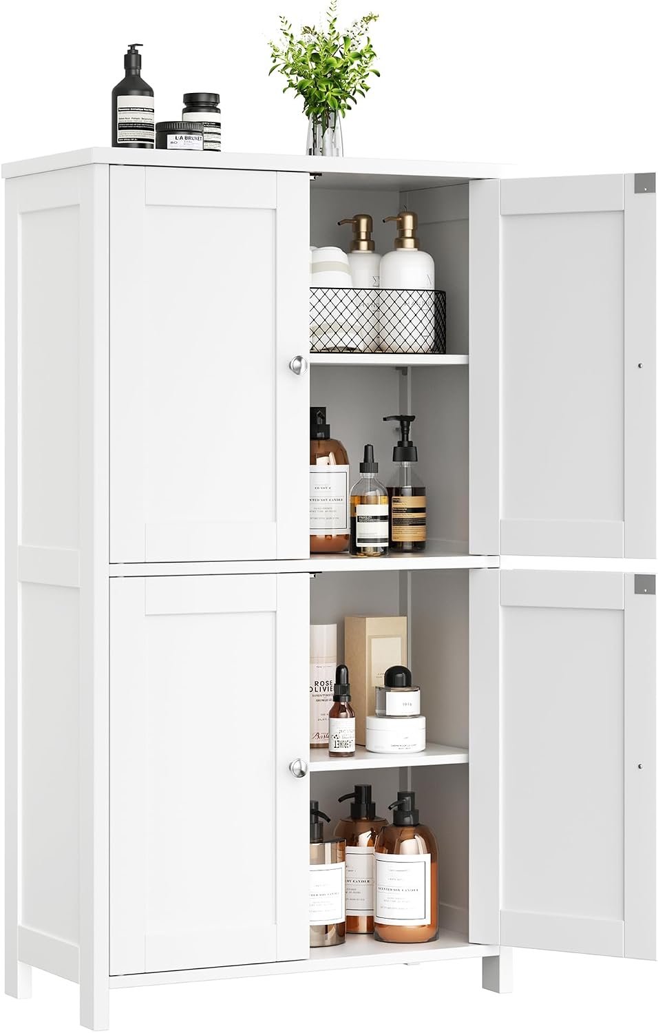 Shintenchi Bathroom Storage Cabinet with Doors and Shelves, Floor Cabinets fo...