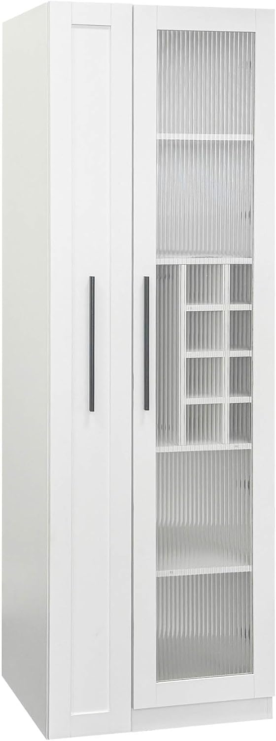 Kitchen Pantry Cabinet with Pull-Out Shelves, Farmhouse Storage Cabinet with ...