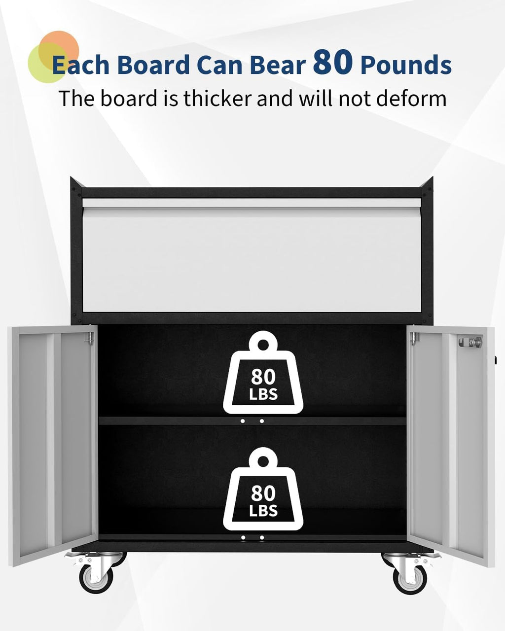 Metal Storage Cabinet with Wheels, Heavy Duty Rolling Tool Cabinet with Drawer, Adjustable Shelf & Lockable Doors, Rust-Resistant Tool Cart for Garage, Home, Office, Workshop, Grey