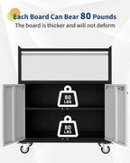 Metal Storage Cabinet with Wheels, Heavy Duty Rolling Tool Cabinet with Drawer, Adjustable Shelf & Lockable Doors, Rust-Resistant Tool Cart for Garage, Home, Office, Workshop, Grey