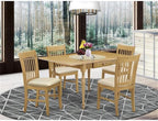 East West Furniture MZNO5-OAK-C 5 Piece Kitchen Table Set for 4 Includes a Rectangle Dining Room Table with Dropleaf and 4 Linen Fabric Upholstered Chairs, 36x54 Inch, Oak