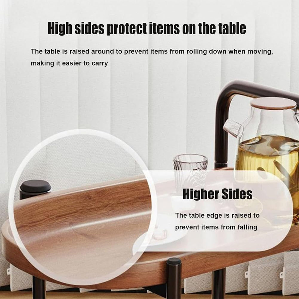 2-Tier Side Table with Handle and Faux Marble Shelves, Couch Movable Bedside ...
