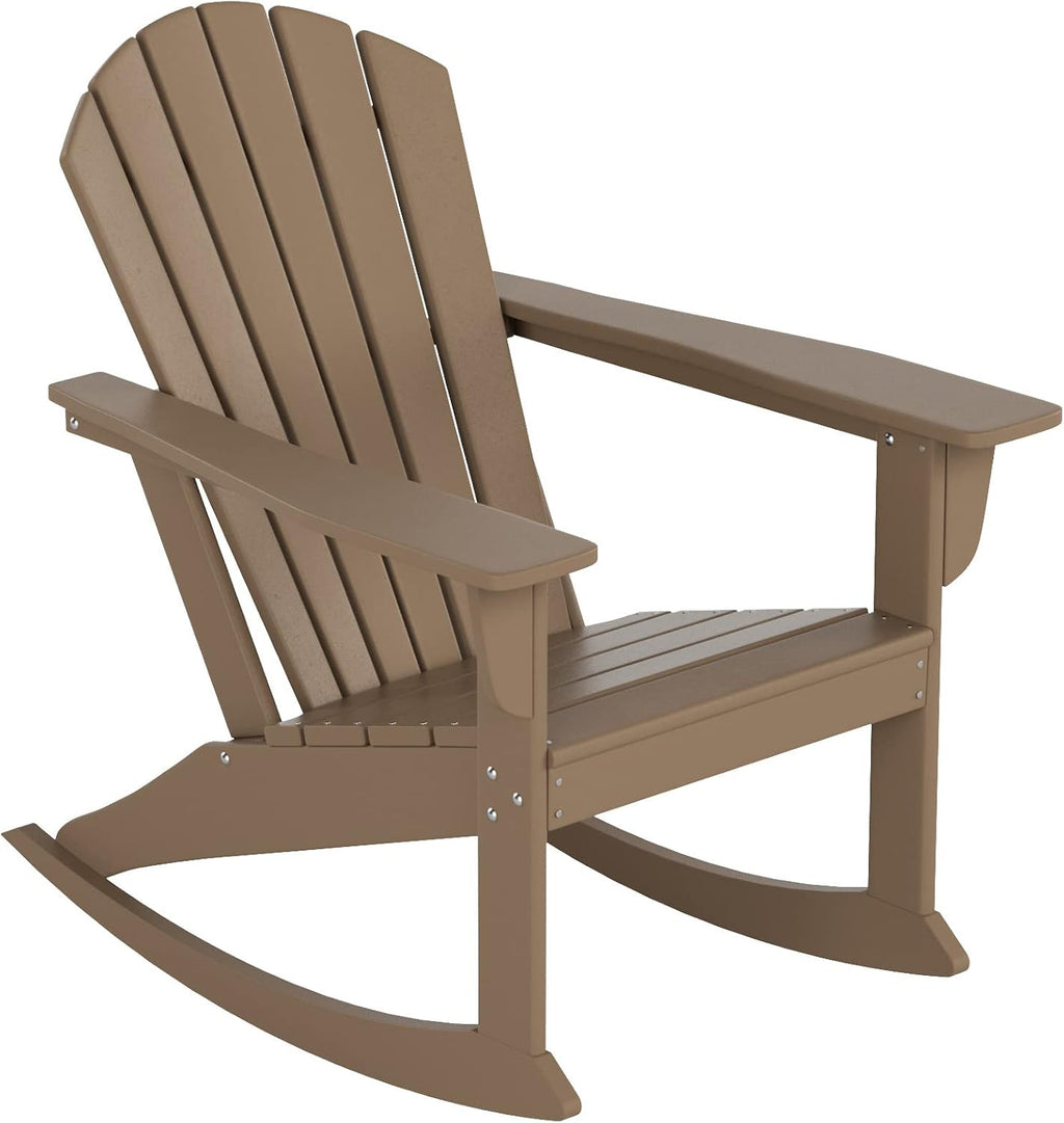 WestinTrends Dylan Outdoor Patio Poly Plastic Adirondack Rocking Chair, Weathered Wood