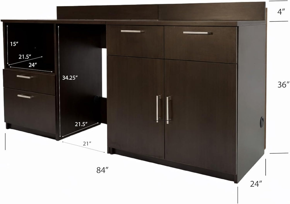BREAKtime Breakroom Coffee Bar Cabinet with Door Storage, Mini Fridge and Mic...