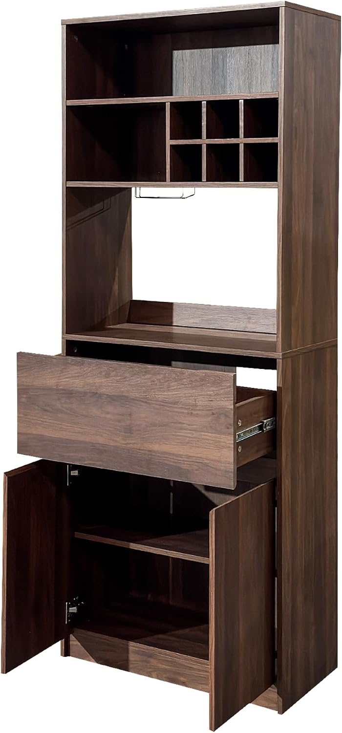 KEIKI 70.87" H Tall Kitchen Pantry Wine Bar Storage Cabinet with Counter...