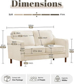 Kingfun 56" Chenille Sofa, Loveseat Couch, Mid Century Modern Love Seat Couches with Solid Wood Frame for Living Room & Bedroom, Beige