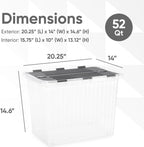 Superio Storage Bins with Lids- Clear Boxes for Organizing, Stackable Plastic Containers- BPA Free, Non-Toxic, Odor Free, Organizer for Home, Office, Dorm, 53 Quart (6 Pack, 20.25"x14"x14.6")