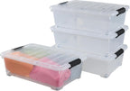 Xyskin 4 Packs 20 Quart Plastic Under Bed Storage Box, Clear Stackable Container Bins for Clothes, Blankets, Winter Clothing, & Shoes