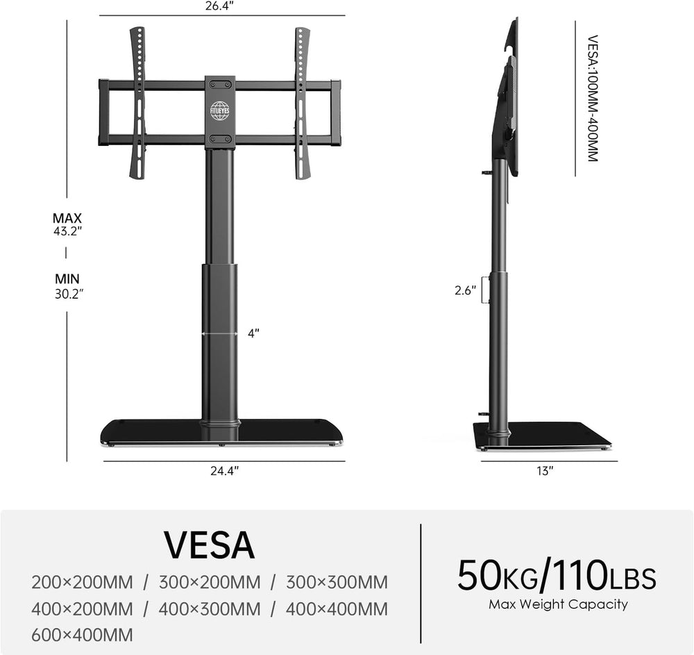 FITUEYES Universal TV Stand Mount for 43-80 85 inch TVs, Swivel Tall TV Mount...