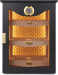 Luxury LED Display Cabinet with Spanish Cedar, Precision Hygrometer & Humidity Control - Elegant Walnut/Obsidian Storage for Premium Collections