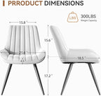 Modern Dining Chairs Set of 8,Upholstered Dining Room Chairs with Thick Cushions,Fabric Comfy Dining Chairs with Metal Legs for Dining Room White