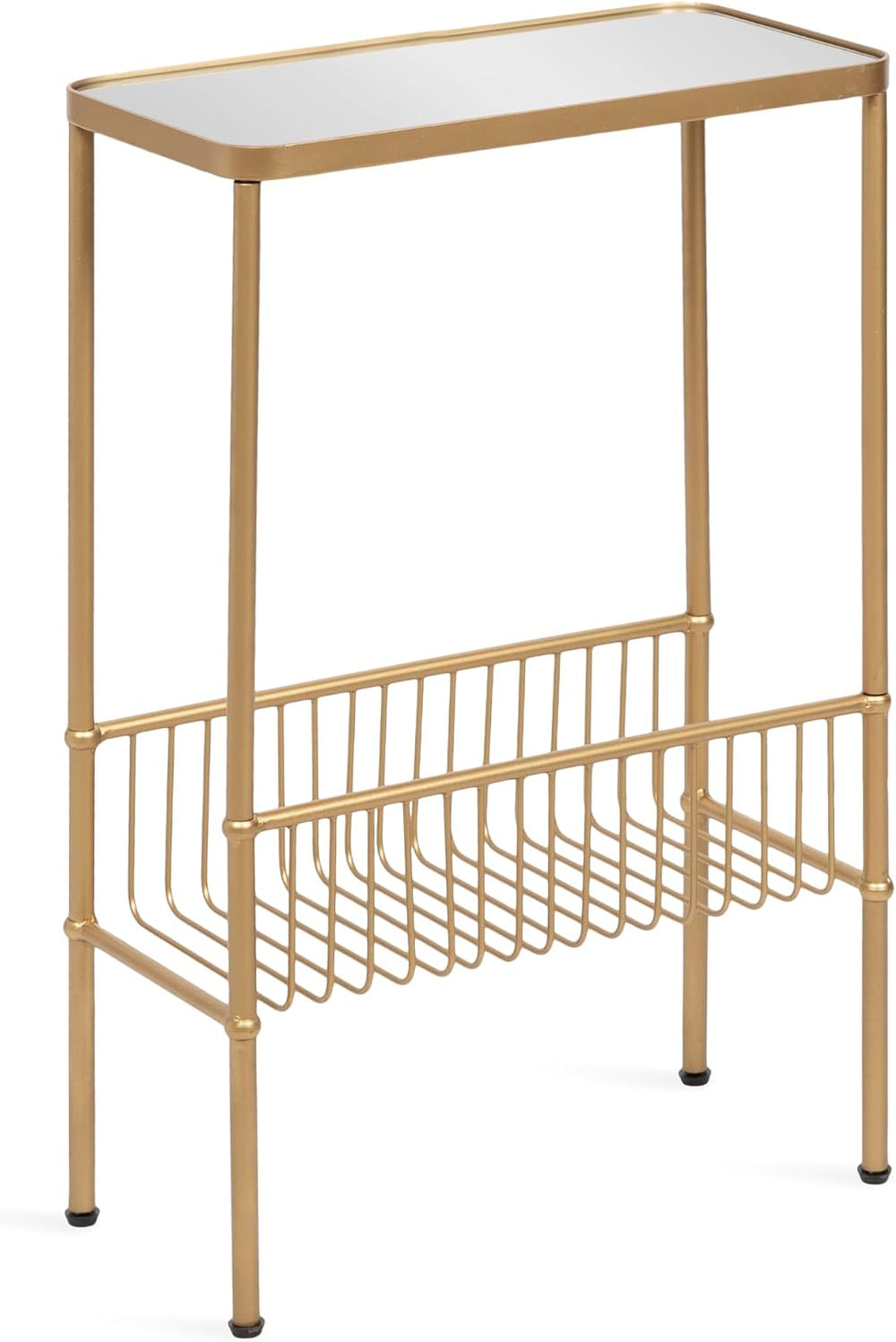 Kate and Laurel Trubey Modern Mirrored Rectangle Narrow Side Table, 16 x 8 x ...