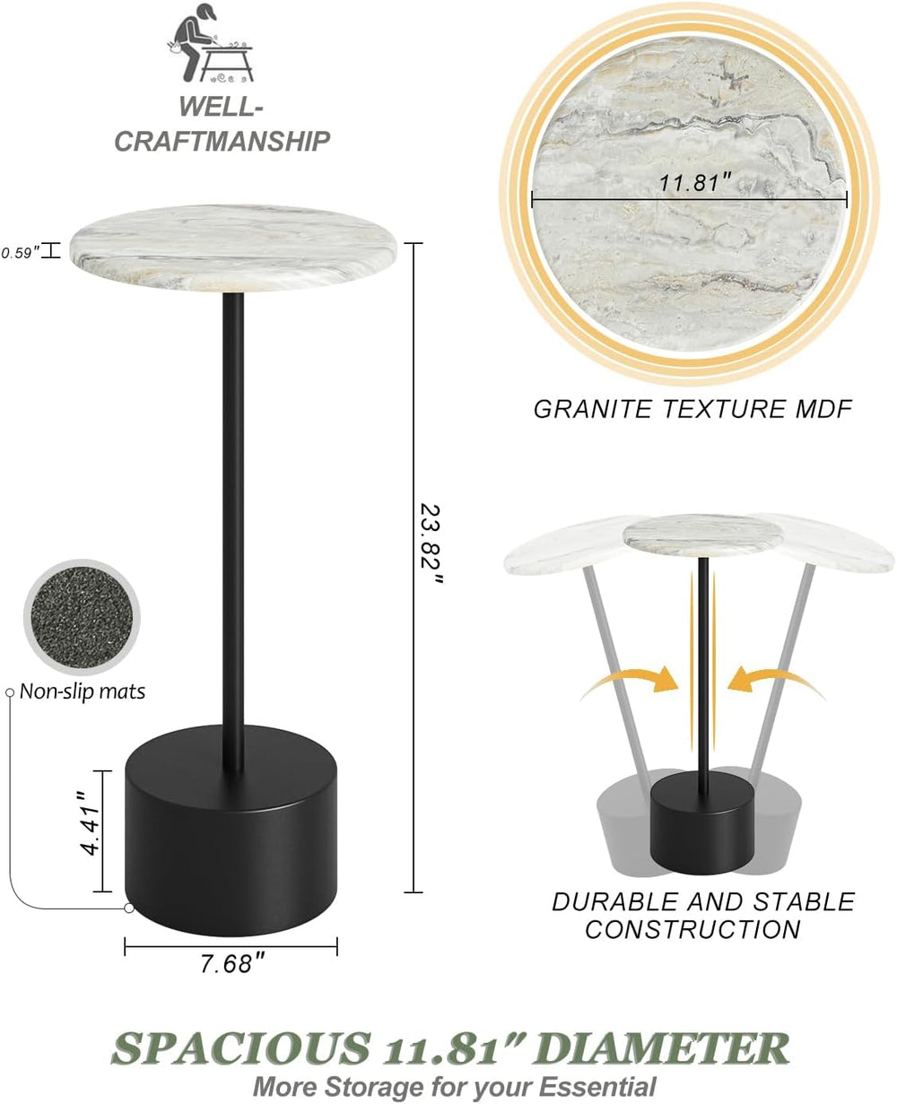 24'' Drink Pedestal Table, Round Martini Cocktail Table, Black | Mode...
