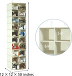 20 Section Hanging Shoe Organizer for Closet, Beige | Hanging Closet Organizer and Storage for Wardrobe, Dorm, Bedroom, Space Saving Foldable Clothes Shelf with Sturdy Hooks