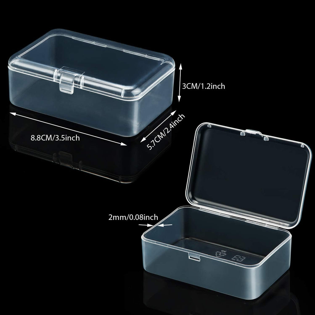 SATINIOR 24 Packs Small Clear Plastic Beads Storage Containers Box with Hinged Lid for Storage of Small Items, Crafts, Jewelry, Hardware (3.5 x 2.4 x 1.2 Inches)