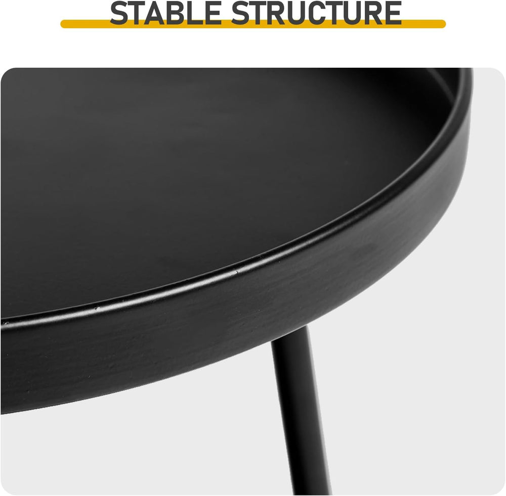 Vasitelan 2 Tier Side End Table Metal Round Coffee Tables Nightstand for Smal...