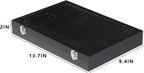 Coward Jewelry Organizer Box, Black Velvet 24 Grids Ring Earring Jewelry Display Tray Case with Transparent Glass Lid for Home Drawer or Shop Selling