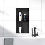 Stainless Steel Shower Niche 12" X 24", No Tile Needed Wall Niche Shower with Double Shelves, Recessed Shower Shelf for Bathroom Storage, Matte Black