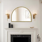 WallBeyond Gold Vintage Mirror for Vanity 32x24 Inch, Gold Antique Mirror with Ornate Beaded Frame for Bathroom, Living Room, Fireplace, Entryway