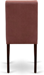 East West Furniture DOAS7-MAH-26 7 Piece Dining Table Set Contain A Dining Room Table and 6 Burgundy Polyester Fabric Upholstered Chairs, Mahogany