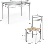 Giantex 5 Piece Dining Table Set, Kitchen Dining Set with Tempered Glass Table Top and 4 Chairs, Dinette Set for 4 for Breakfast Nook Dining Room Kitchen (Transparent)