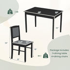 NAFORT Kitchen Table Set for 4, Mid-Century Modern Dining Table and Chairs Set of 4, Farmhouse Dinner Set w/ 4 Upholstered Chairs, Rubber Wood Dinette Set for Kitchen& Dining Room, Restaurant