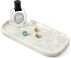 Koville Marble Tray, 10"x5" Marble Vanity Tray for Bathroom Countertop Kitchen Sink, Rectangular Stone Tray for Perfume Fragrance Jewelry Organizer, Decorative Catchall Tray(Bianco Palomino)