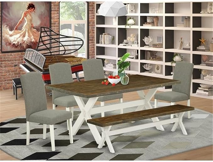 East West Furniture X077EN206-6 6 Piece Dining Table Set Contains a Rectangle...