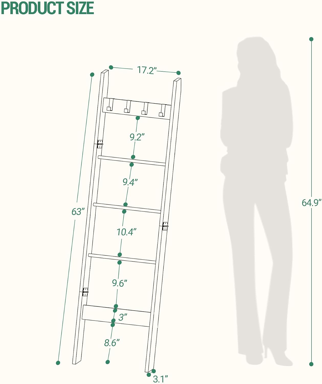 Hzuaneri Blanket Ladder Shelf for Living Room BR02104BBR35804B