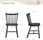 LUE BONA Upgraded Dining Chairs Set of 6, Farmhouse Wooden Spindle Back Kitchen Chairs, Windsor Dining Chairs for Kitchen and Dining Room, Black