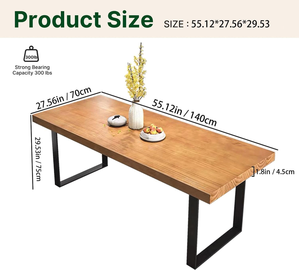 Stylish Modern Minimalist Solid Wood Dining Table with Sturdy Metal Base – Ea...